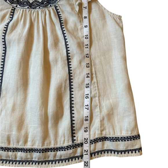 J. Crew Point Sur Linen Embroidered Tank Flutter Sleeves Boho Coastal Cowgirl XS - Picture 8 of 13